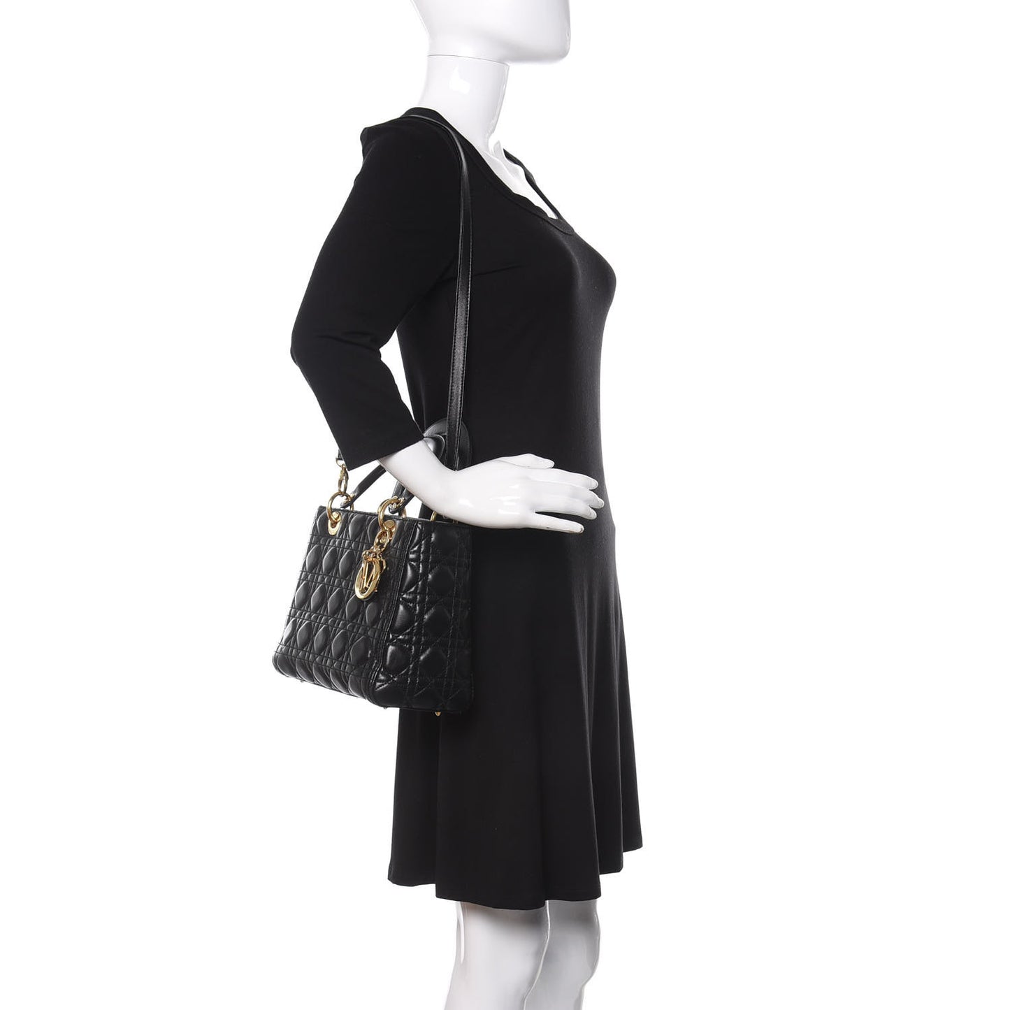 Lambskin Cannage Medium Lady Dior Black