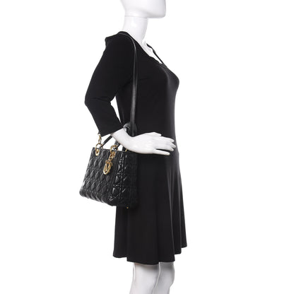 Christian Dior Lambskin Cannage Medium Lady Dior Black 2 of 9