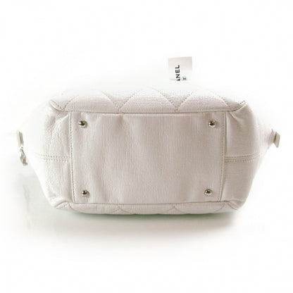 Chanel Leather Square Stitched Bowler White 5 of 10