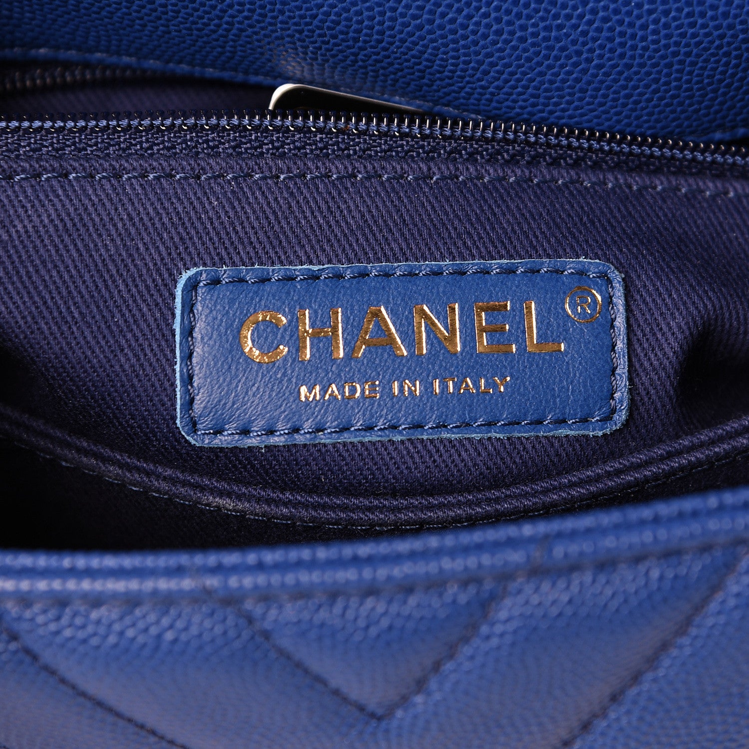 Chanel Caviar Chevron Quilted Mini Coco Handle Flap Blue 6 of 11