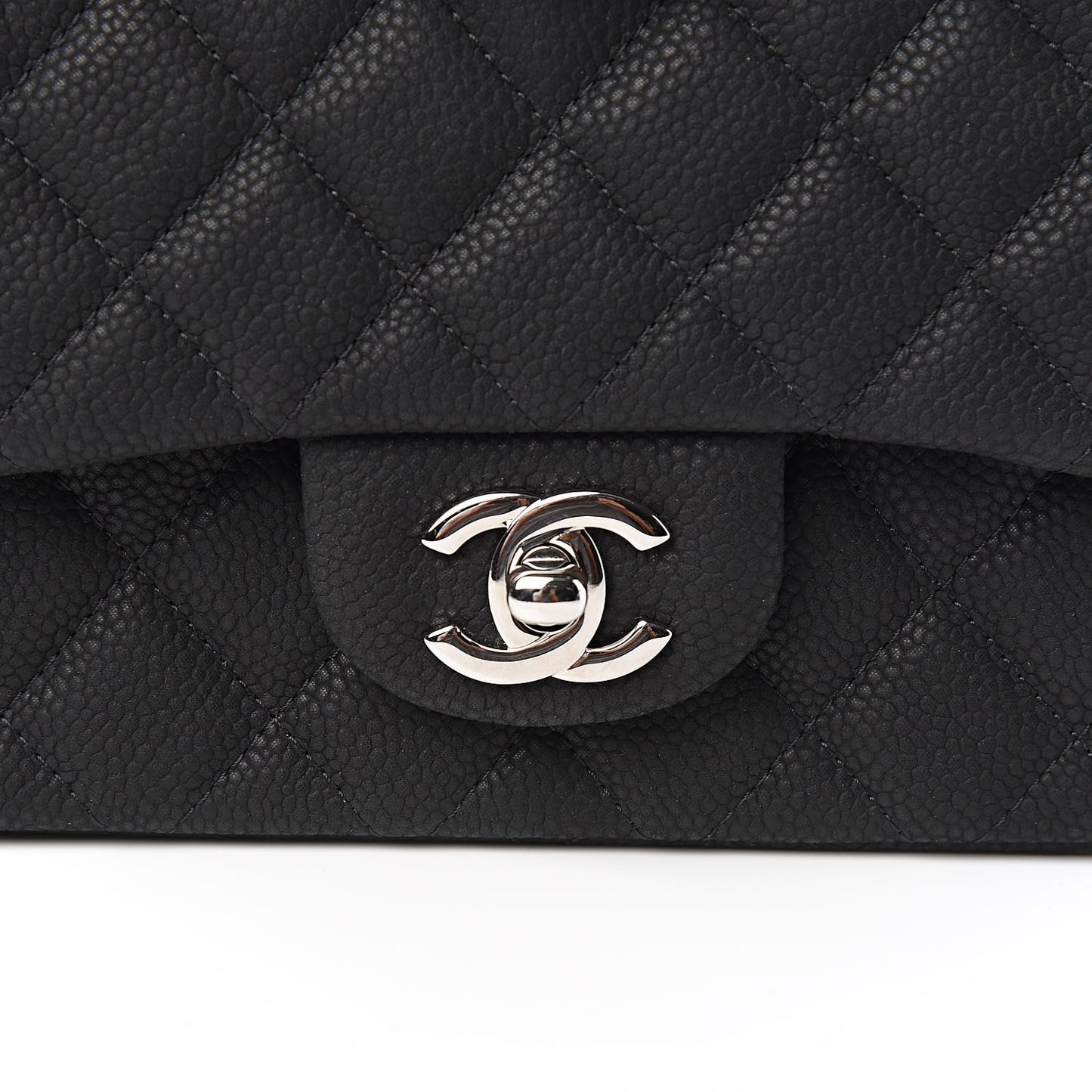 Iridescent Caviar Quilted Mini Square Flap Black