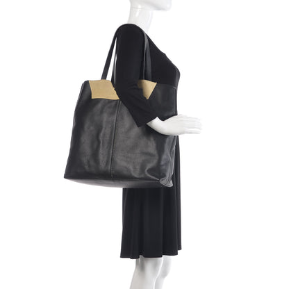 Proenza Schouler Smooth Calfskin Suede Paper Tote Black Beige 2 of 15