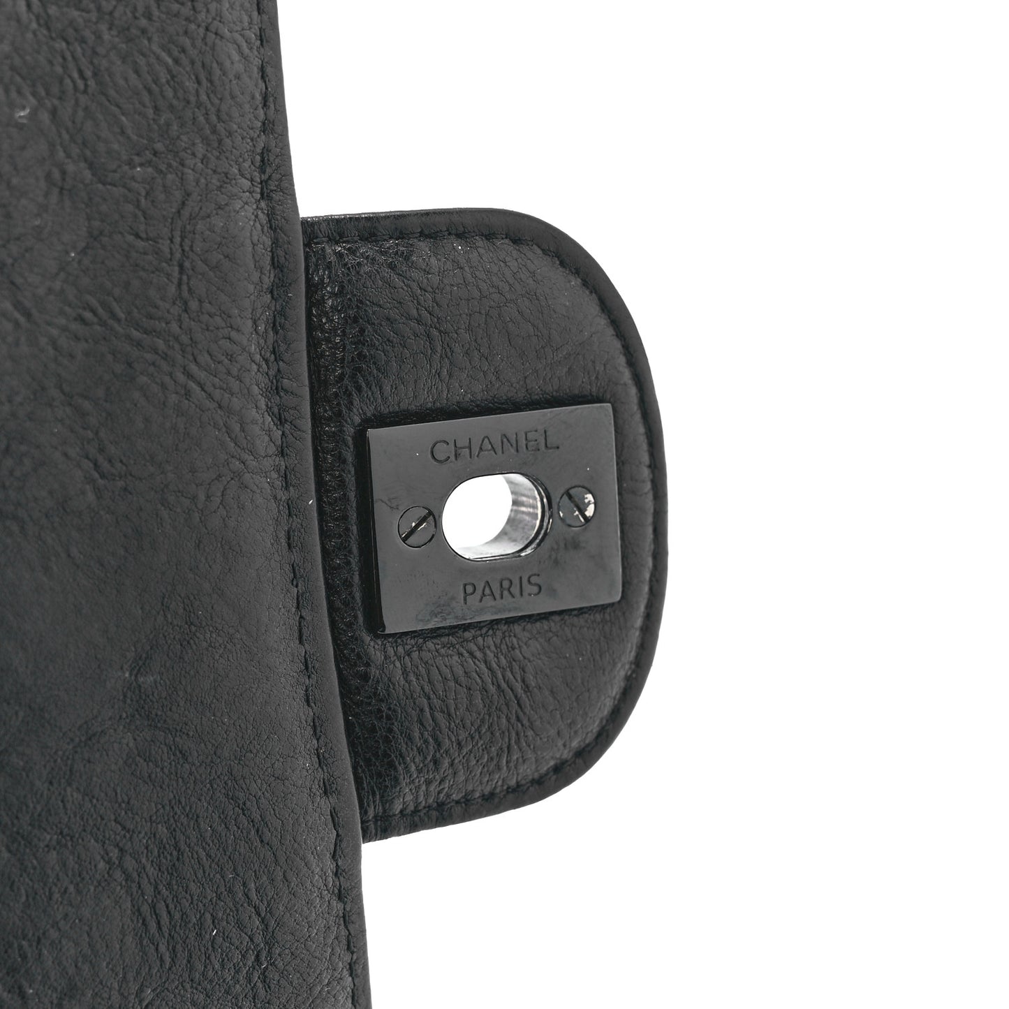 Crumpled Calfskin Quilted Mini Rectangular Flap So Black