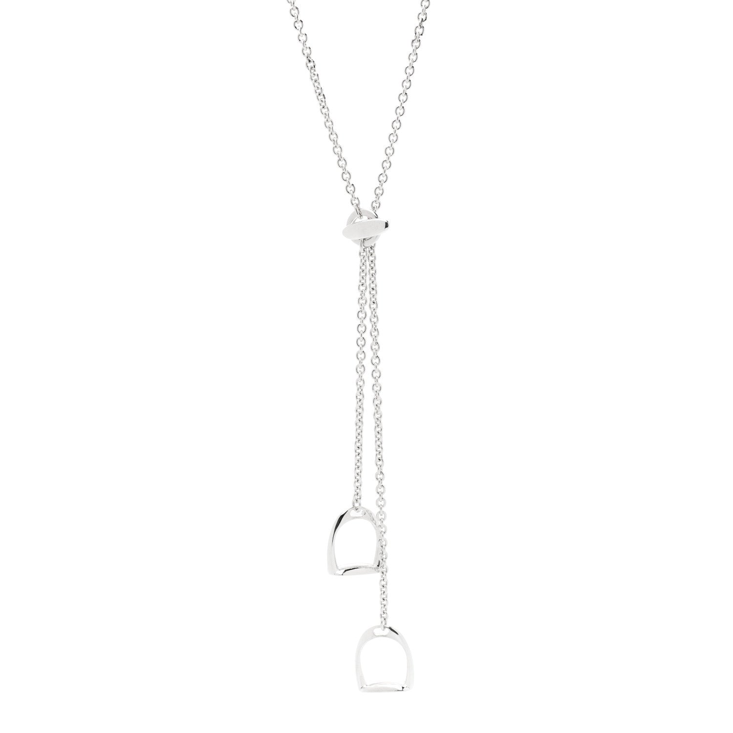 Hermes Sterling Silver Stirrup Lariat Necklace 1 of 5