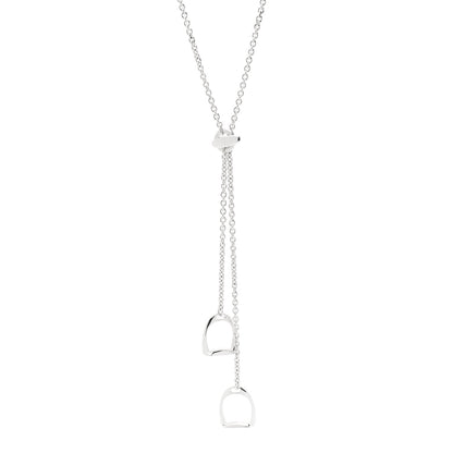 Hermes Sterling Silver Stirrup Lariat Necklace 1 of 5