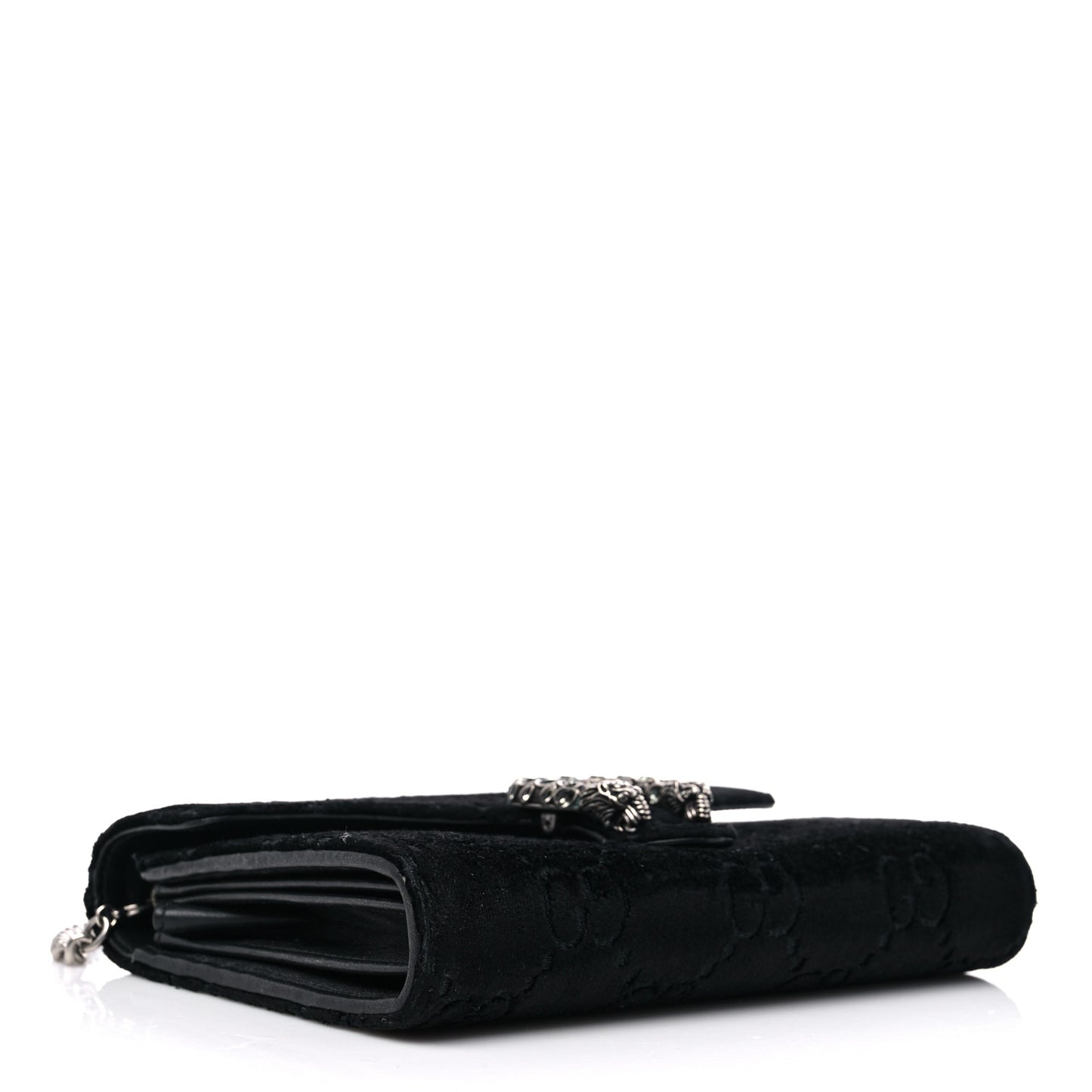 Velvet GG Monogram Mini Dionysus Chain Wallet Black