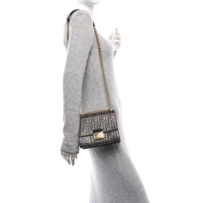 Fendi Vitello Liberty Bi-Color FF 1974 Embossed Small Kan U Shoulder Bag Maya Black 2 of 13