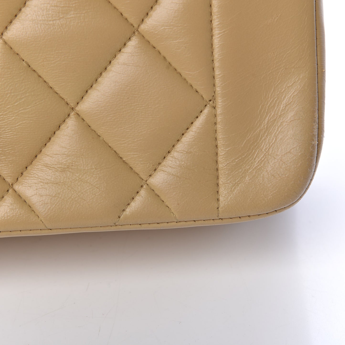 Lambskin Quilted Small Single Flap Beige