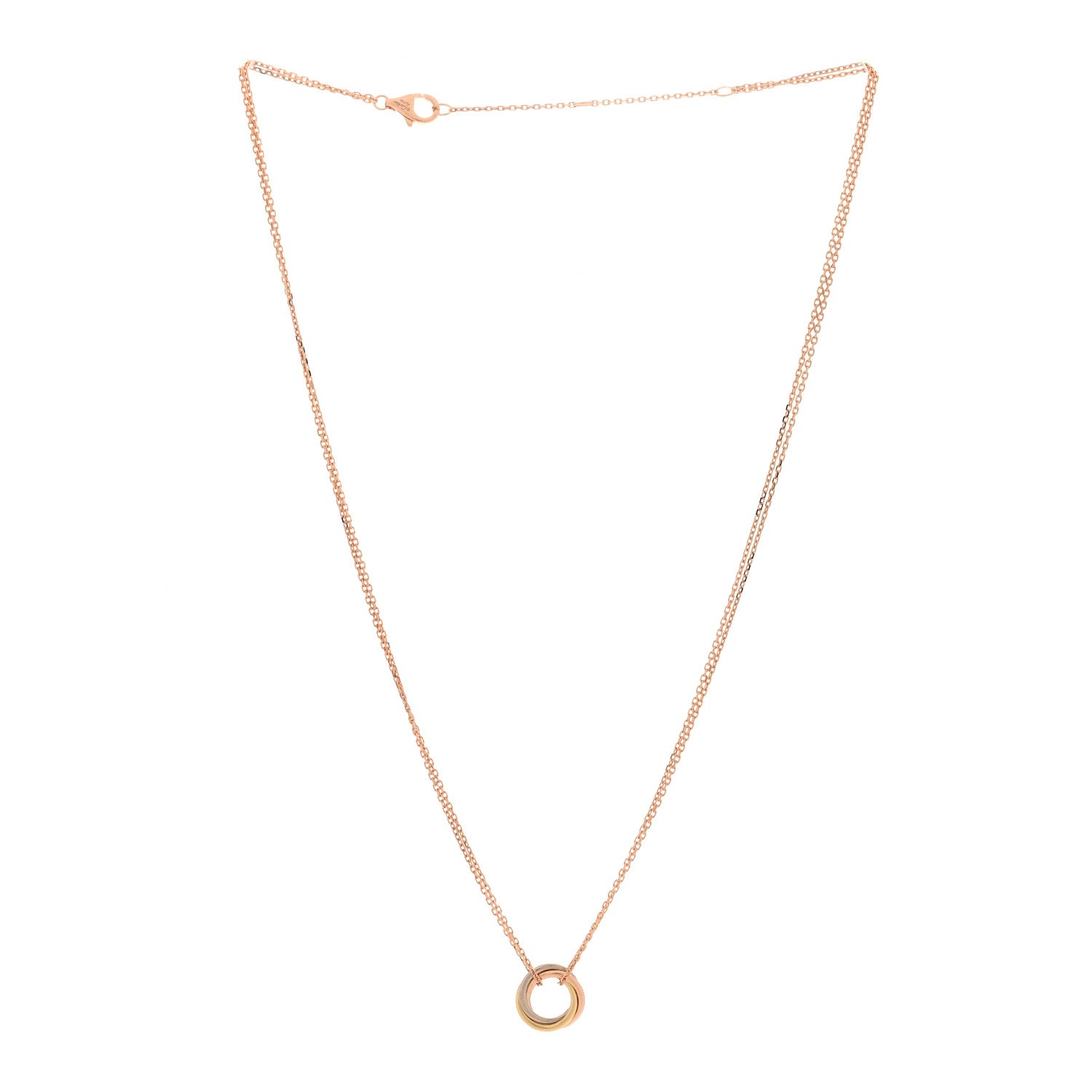 Cartier 18K Pink Yellow White Gold Trinity Double Chain Pendant Necklace 3 of 6