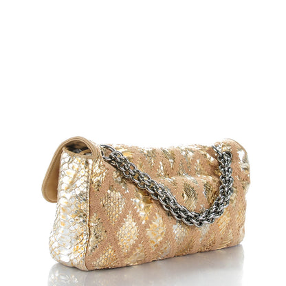 Chanel Python Crochet Soft and Chain Maxi Flap Gold 3 of 8