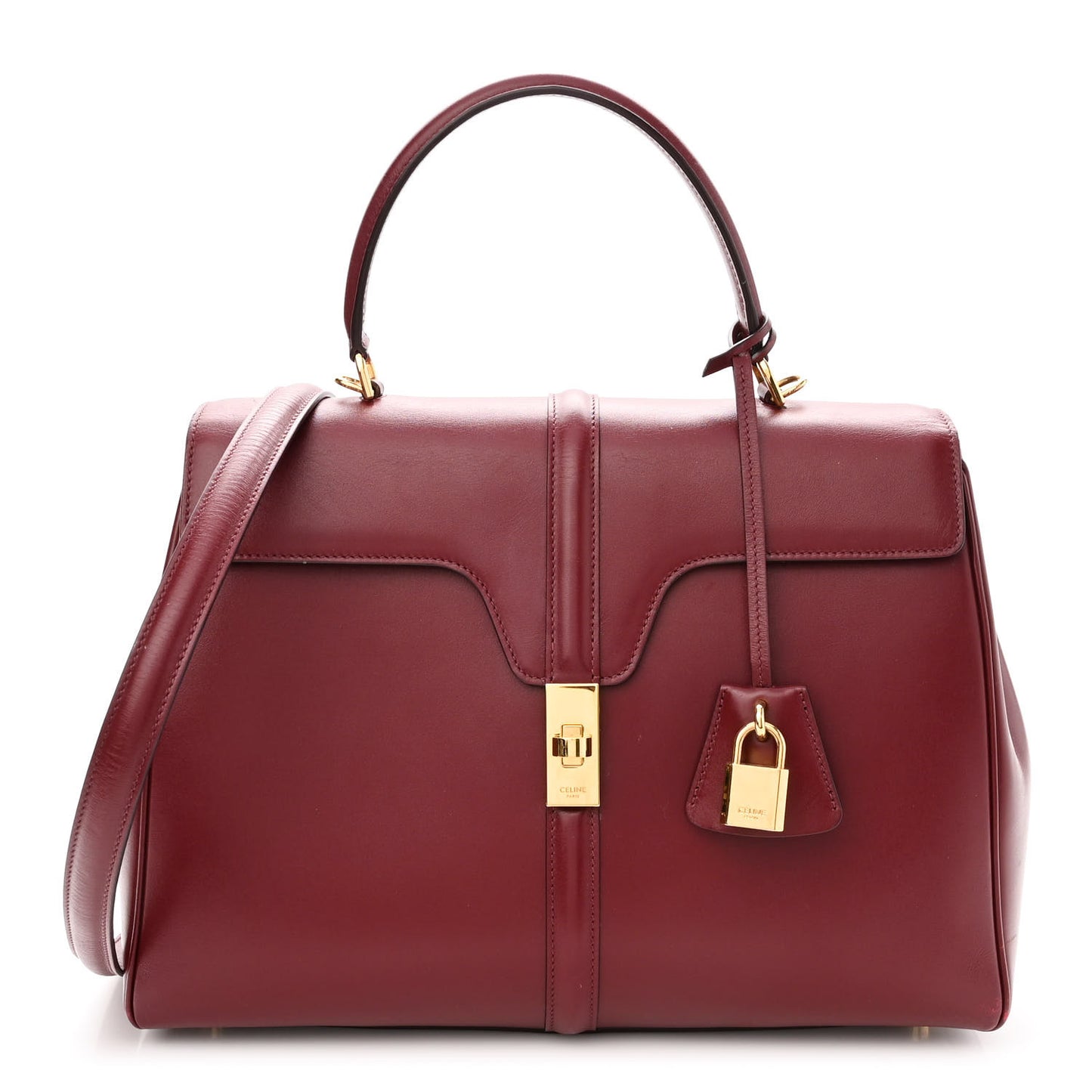Satinated Calfskin Medium 16 Top Handle Bag Light Burgundy