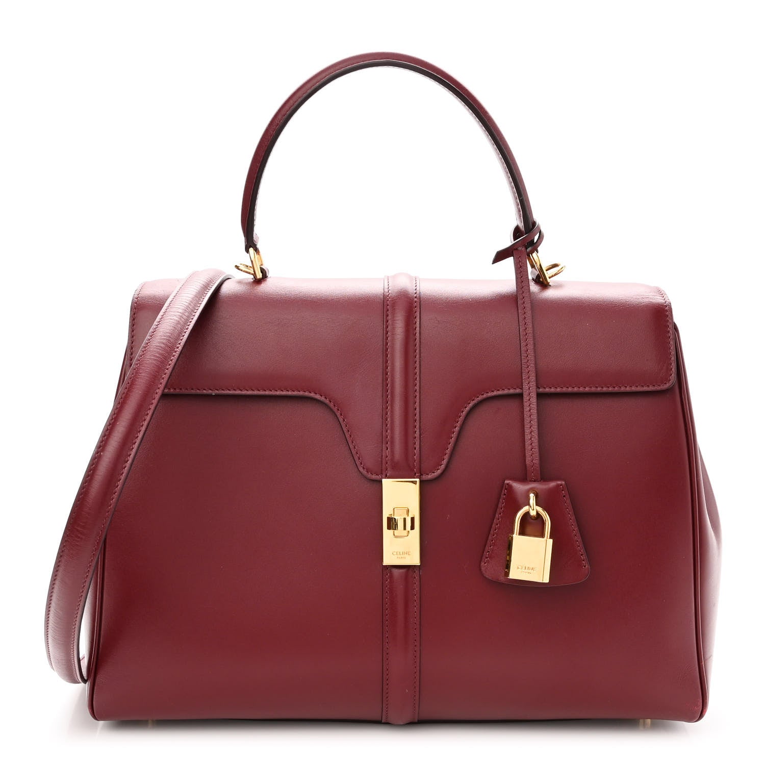 Celine Satinated Calfskin Medium 16 Top Handle Bag Light Burgundy 1 of 12