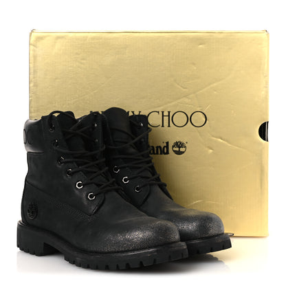 Jimmy Choo X TIMBERLAND Nubuck Glitter Womens Ankle Boots 38.5 Black Gunmetal 11 of 11