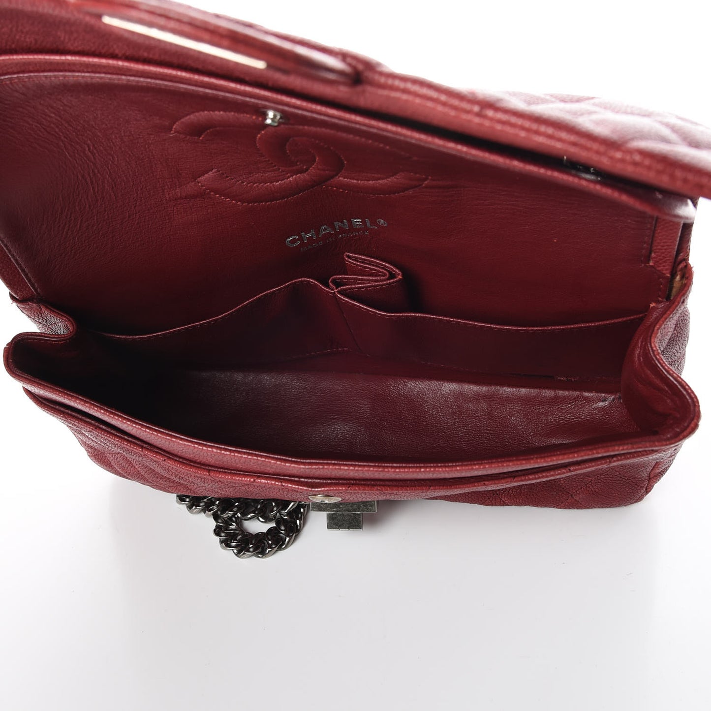 Washed Caviar Quilted 2.55 Reissue 225 Bijoux Chain Flap Red