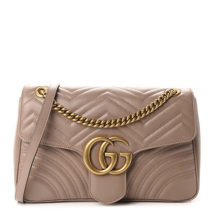Gucci Calfskin Matelasse Medium GG Marmont Shoulder Bag Porcelain Rose 1 of 10