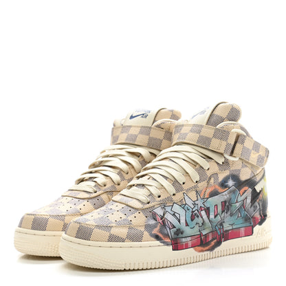 Louis Vuitton X NIKE Damier Azur Mens Air Force 1 High Top Sneakers 7.5 White 3 of 11