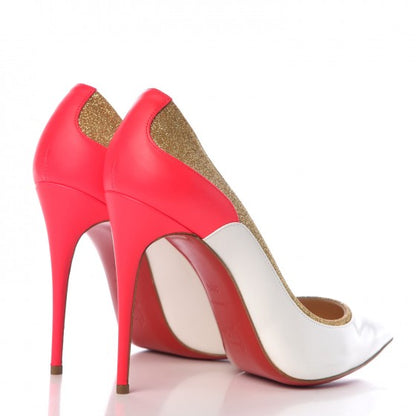 Christian Louboutin Glitter Patent Fluo Tucsick 100 Pumps 39.5 White Gold 4 of 9
