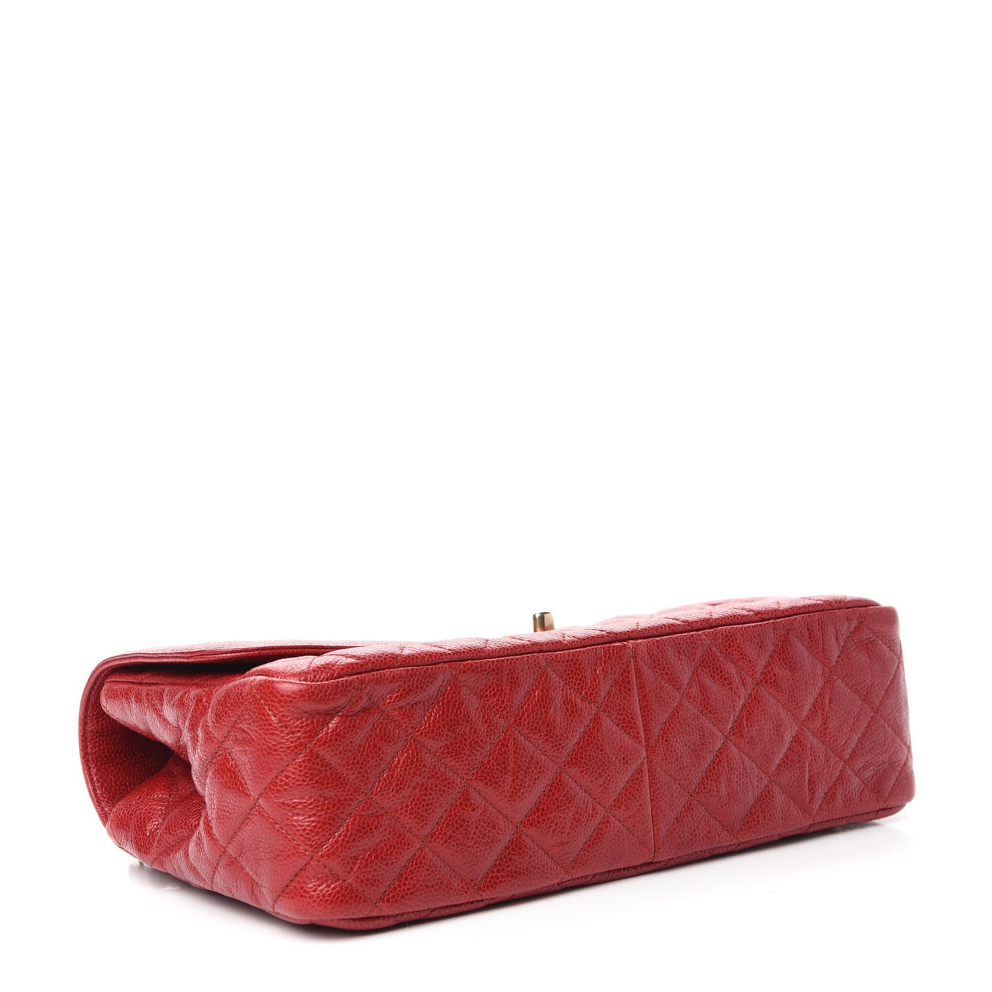 Crumpled Grained Calfskin Quilted Large Two Tone Flap Bag Red