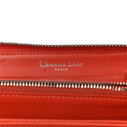 Christian Dior Calfskin Cannage Medium Diorama Voyageur Wallet Orange 6 of 24