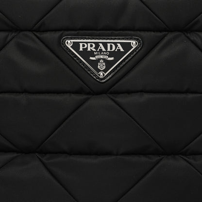 Prada Re-Nylon Nappa Triangle Quilted Padded Small Double Handled Zip Tote Black 7 of 9