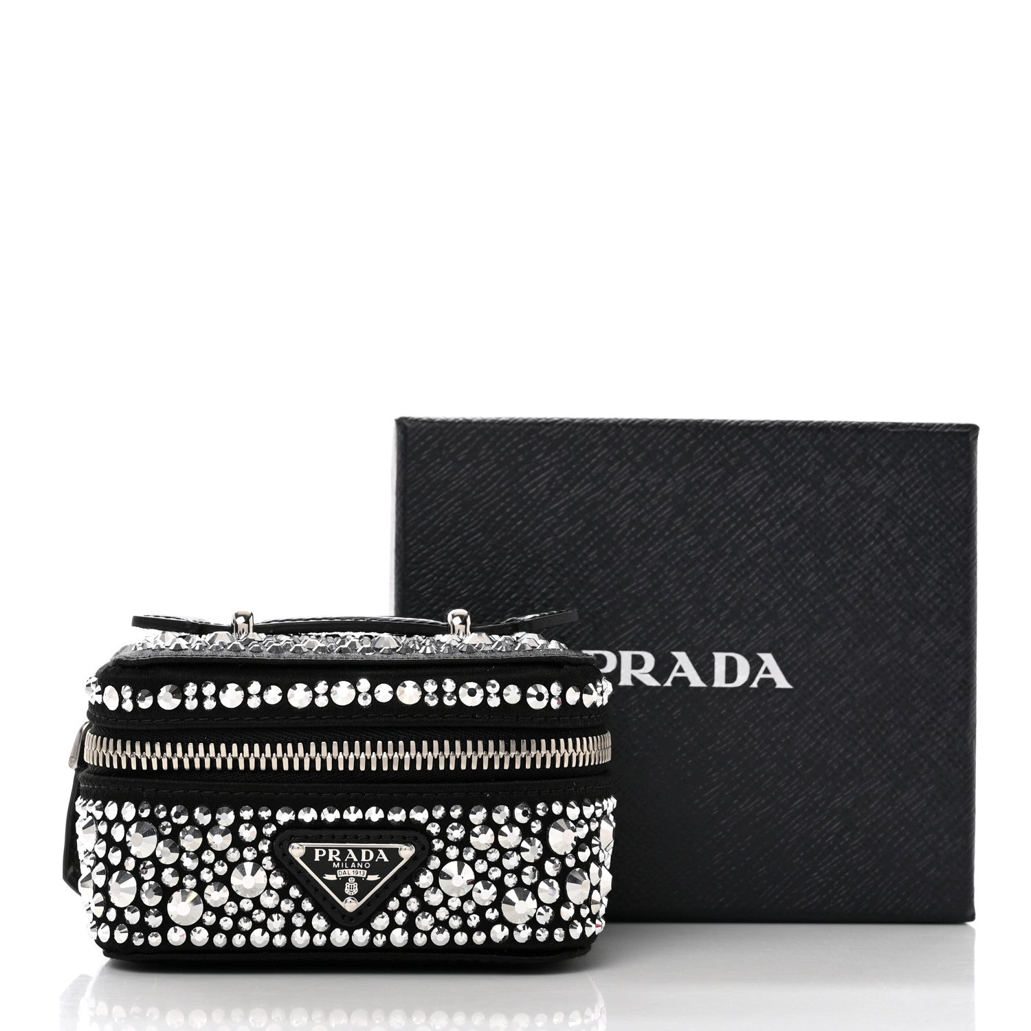 Prada Satin Crystal Degrade Jewelry Beauty Case Metal 8 of 9