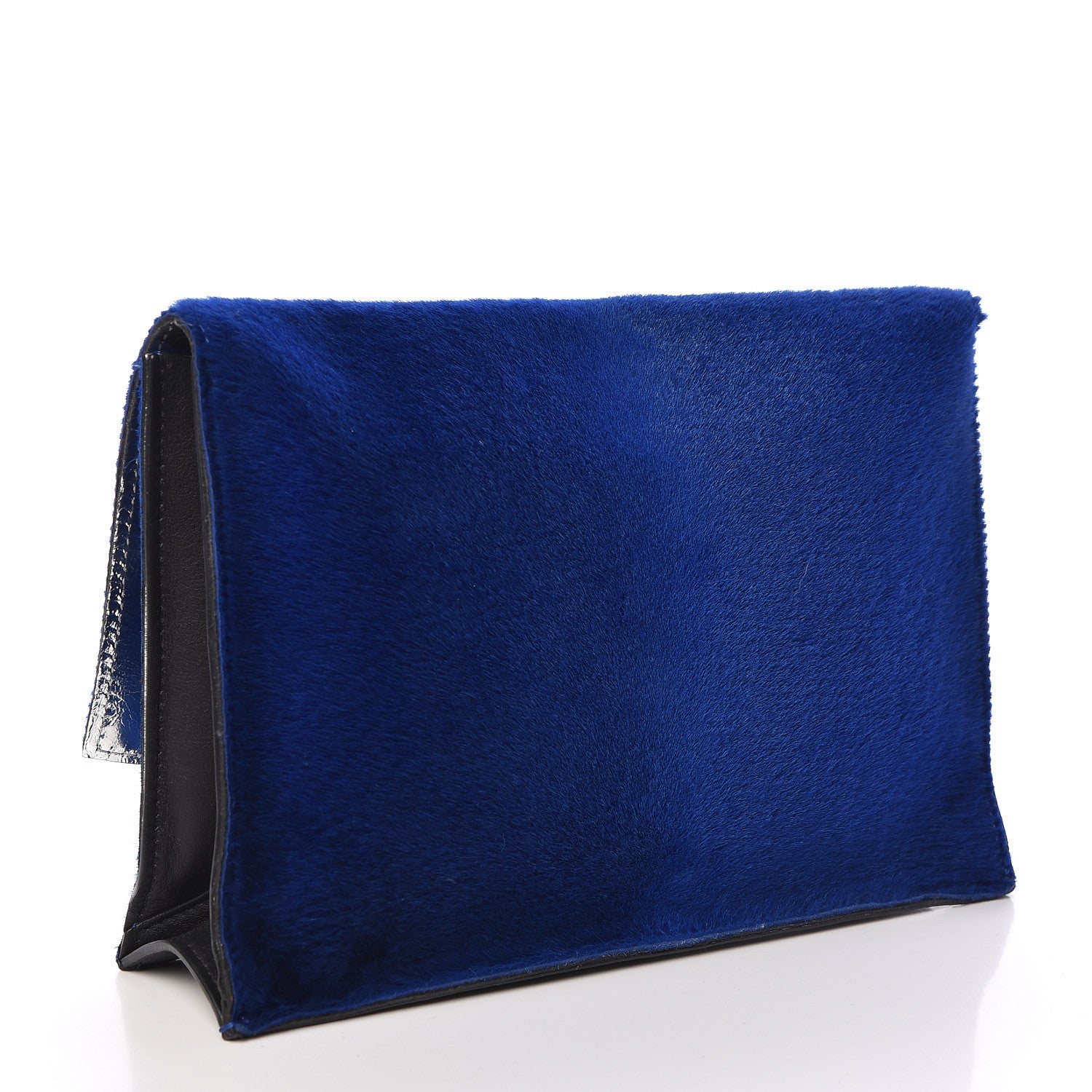 Proenza Schouler Sheephair Calfskin Suede PS Elliot Clutch Cobalt Black 3 of 7