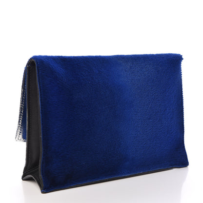 Proenza Schouler Sheephair Calfskin Suede PS Elliot Clutch Cobalt Black 3 of 7