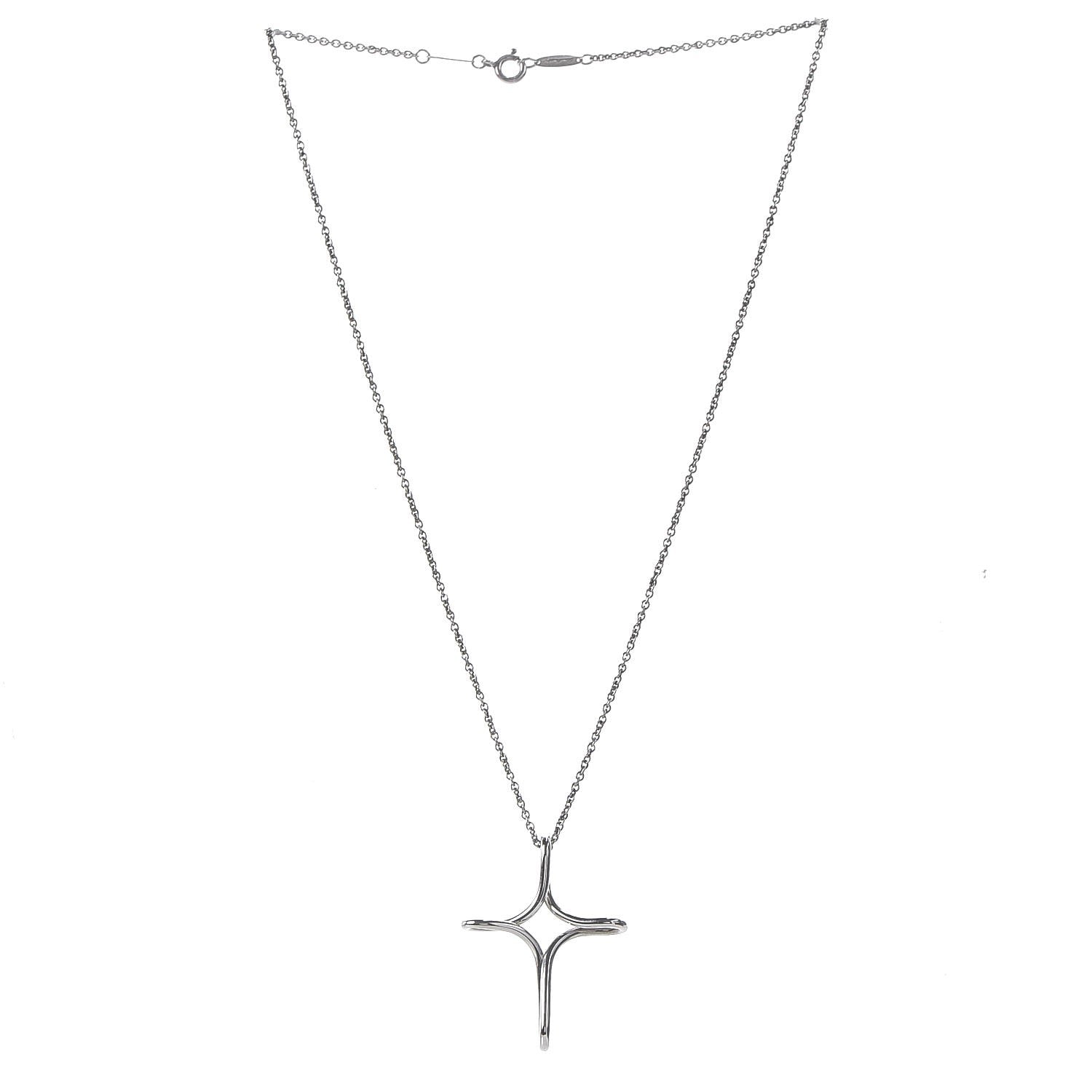 Tiffany Sterling Silver Elsa Peretti Infinity Cross Pendant Necklace 3 of 8