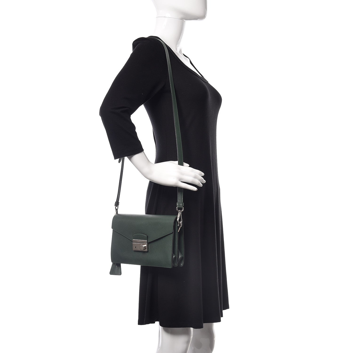 Prada Saffiano Lux Sound Shoulder Bag Lauro 3 of 11