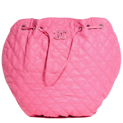 Chanel Crumpled Grained Calfskin Drawstring Tote Pink 1 of 15