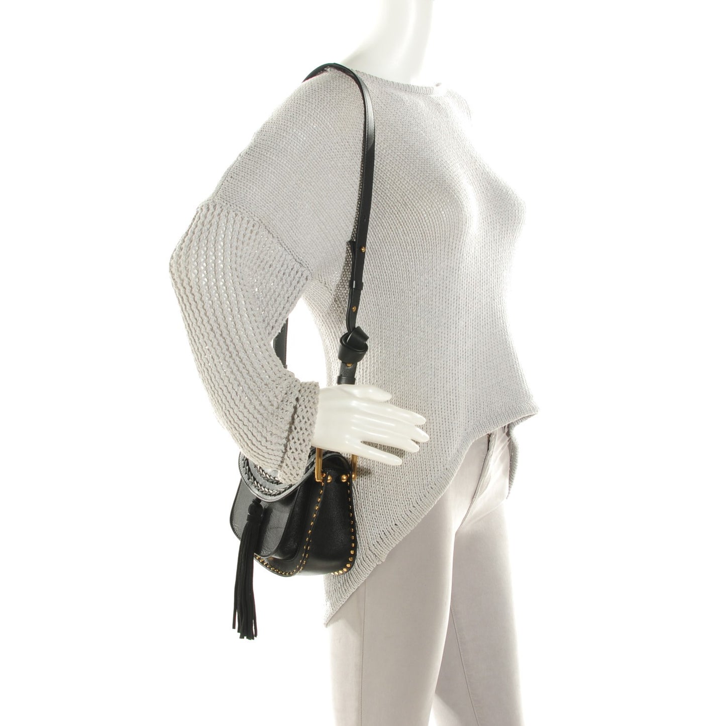 Calfskin Braided Mini Hudson Shoulder Bag Black