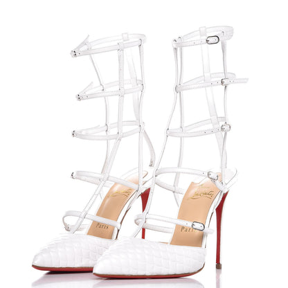 Christian Louboutin Kid Patent Scallop Kadreyana 100 Pumps 38.5 Latte 3 of 9