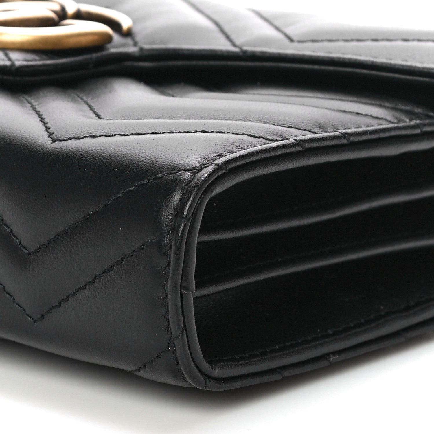 Gucci Calfskin Matelasse GG Marmont Chain Wallet Black 9 of 11