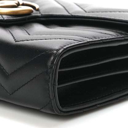 Gucci Calfskin Matelasse GG Marmont Chain Wallet Black 9 of 11