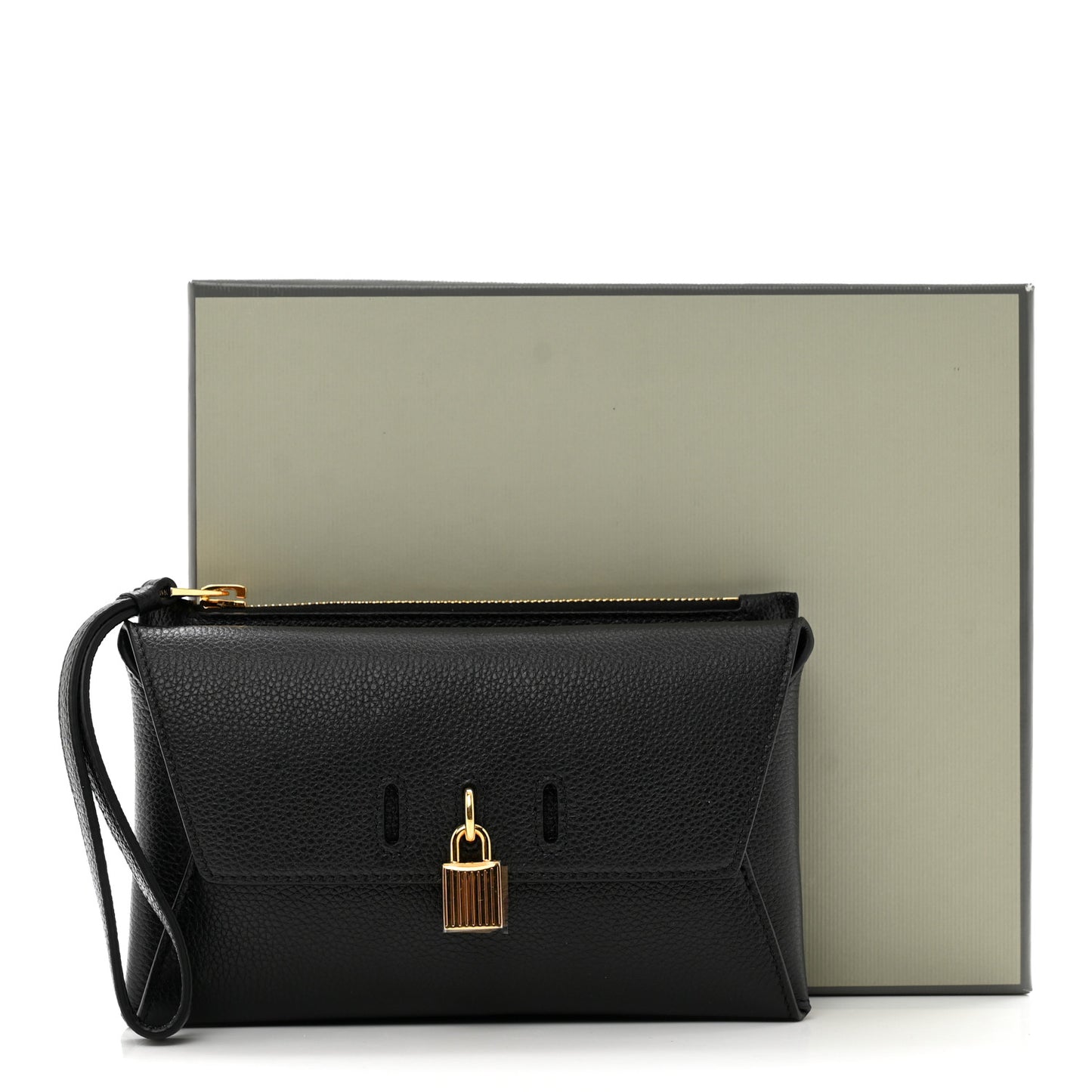 Calfskin Large Padlock Multifunction Wallet Black