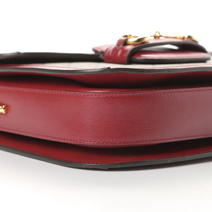 Gucci GG Supreme Monogram Azalea Calfskin Horsebit 1955 Shoulder Bag Beige Ebony New Cherry Red 9 of 10