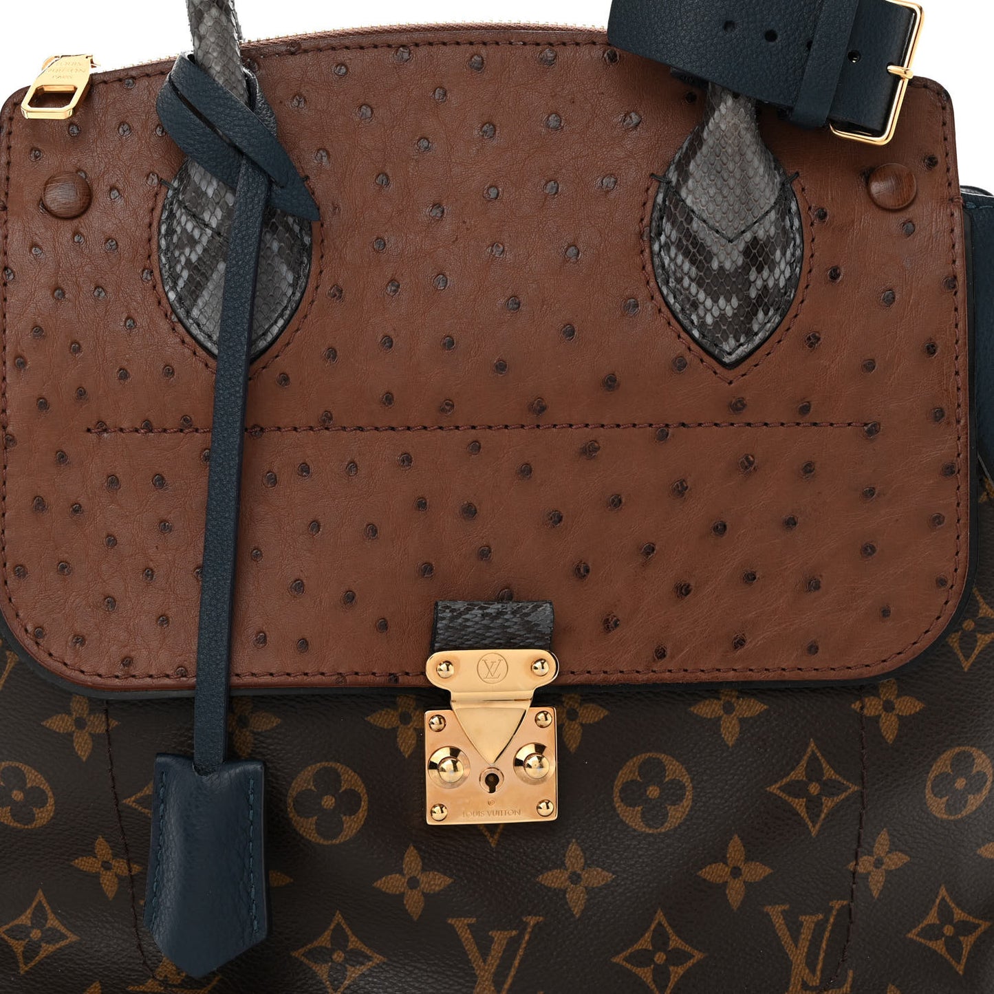Monogram Ostrich Python Majestueux PM Blue