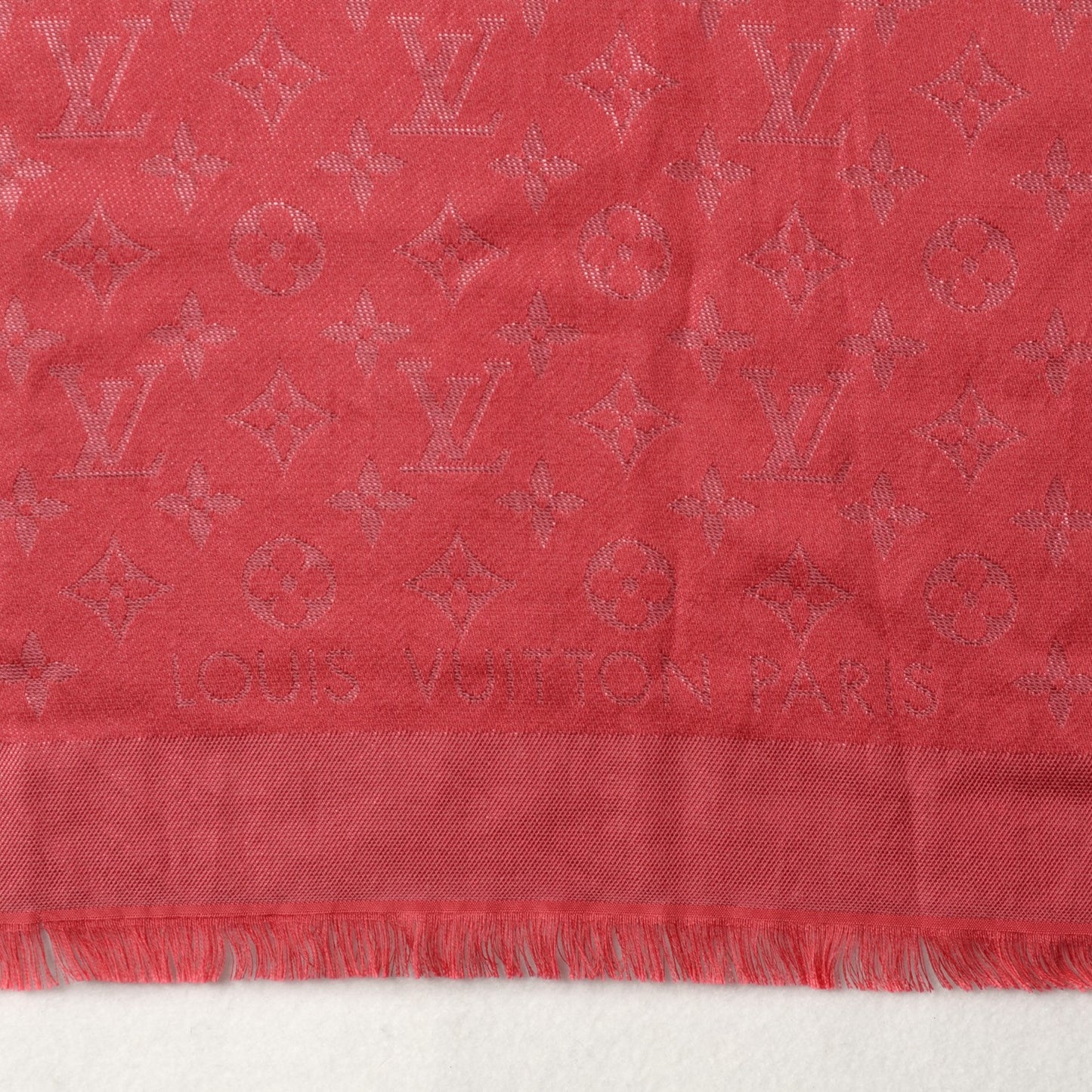 Silk Wool Monogram Voile Shawl Corail