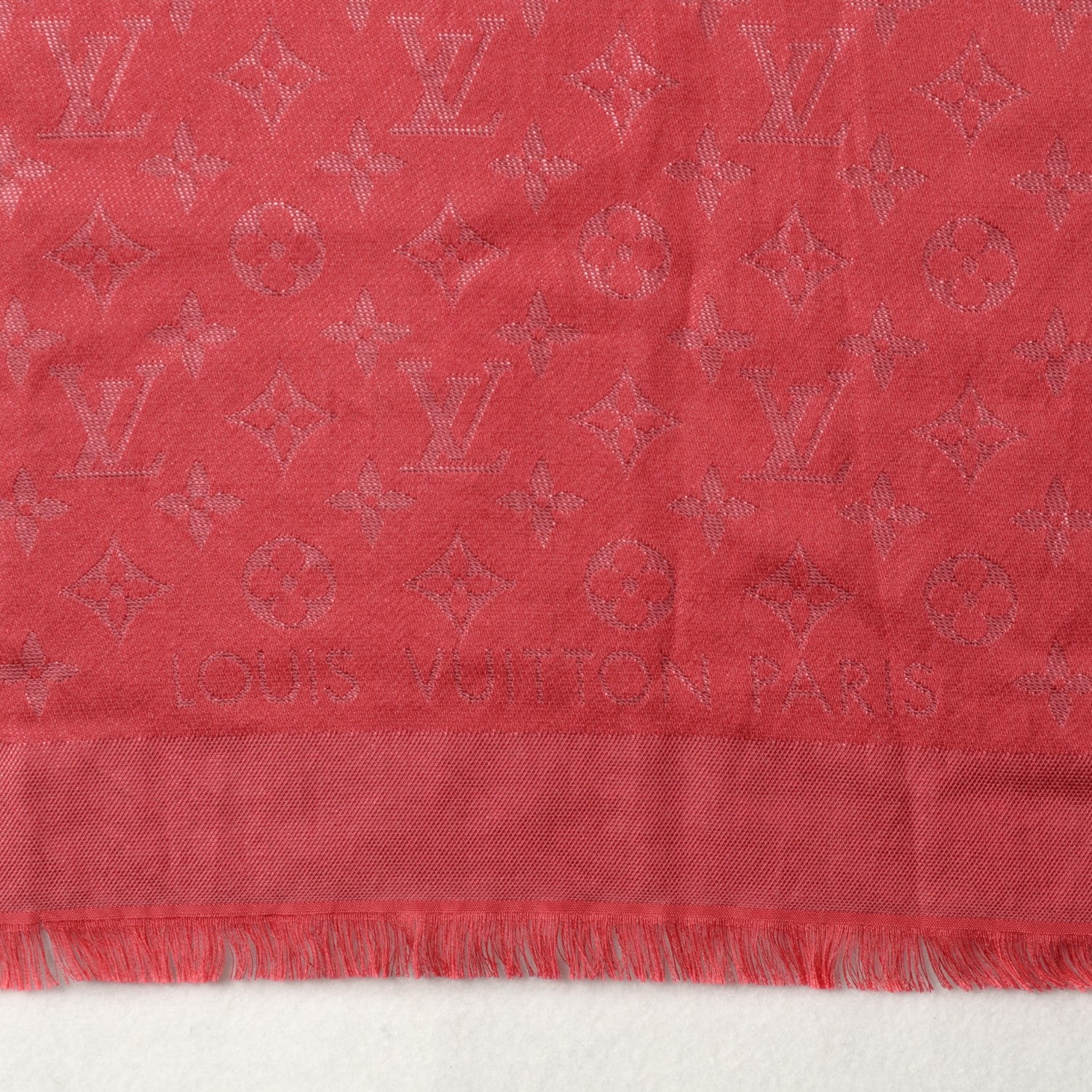 Louis Vuitton Silk Wool Monogram Voile Shawl Corail 4 of 5