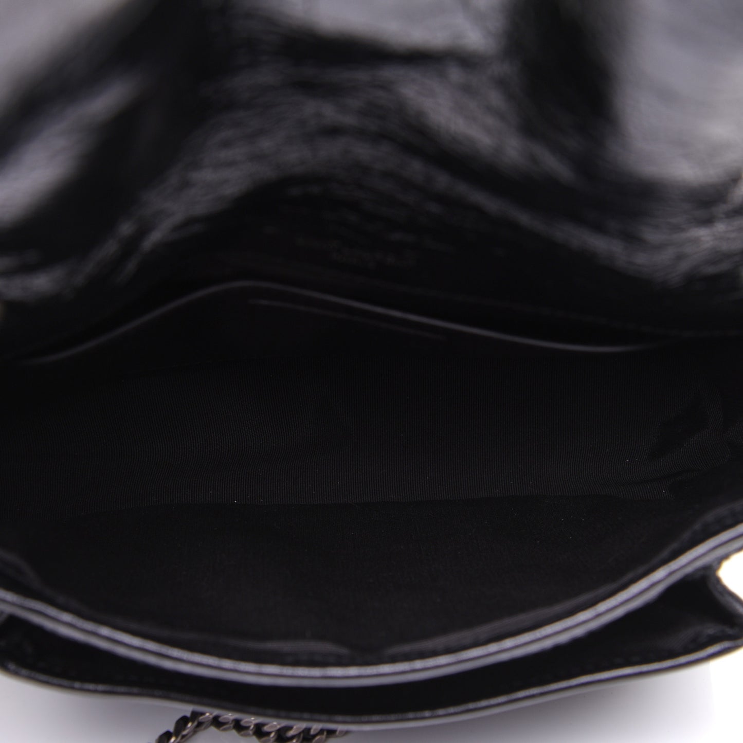 Crinkled Calfskin Matelasse Monogram Baby Niki Chain Satchel Black