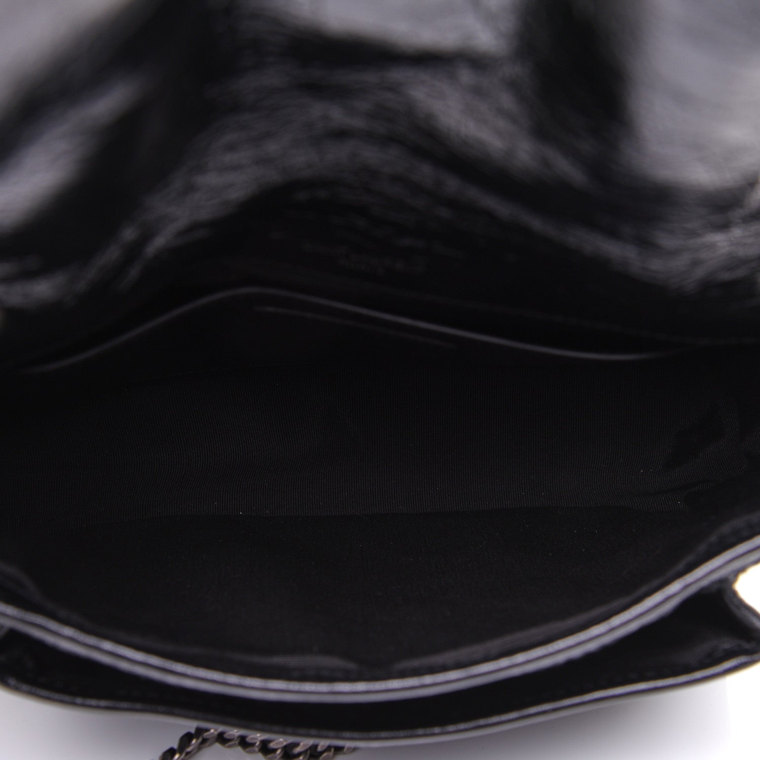 Saint Laurent Crinkled Calfskin Matelasse Monogram Baby Niki Chain Satchel Black 9 of 17