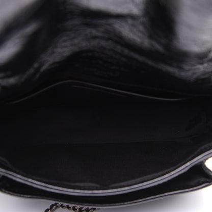 Saint Laurent Crinkled Calfskin Matelasse Monogram Baby Niki Chain Satchel Black 9 of 17