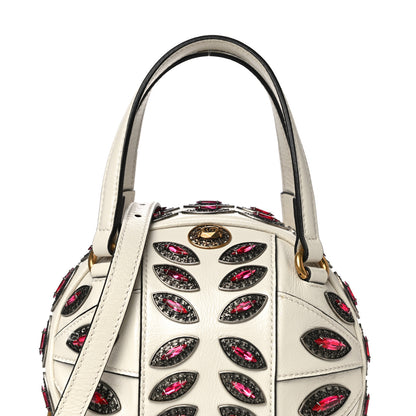 Gucci Calfskin Crystal Mini Tifosa Baseball Shaped Shoulder Bag White Fuchsia 10 of 16