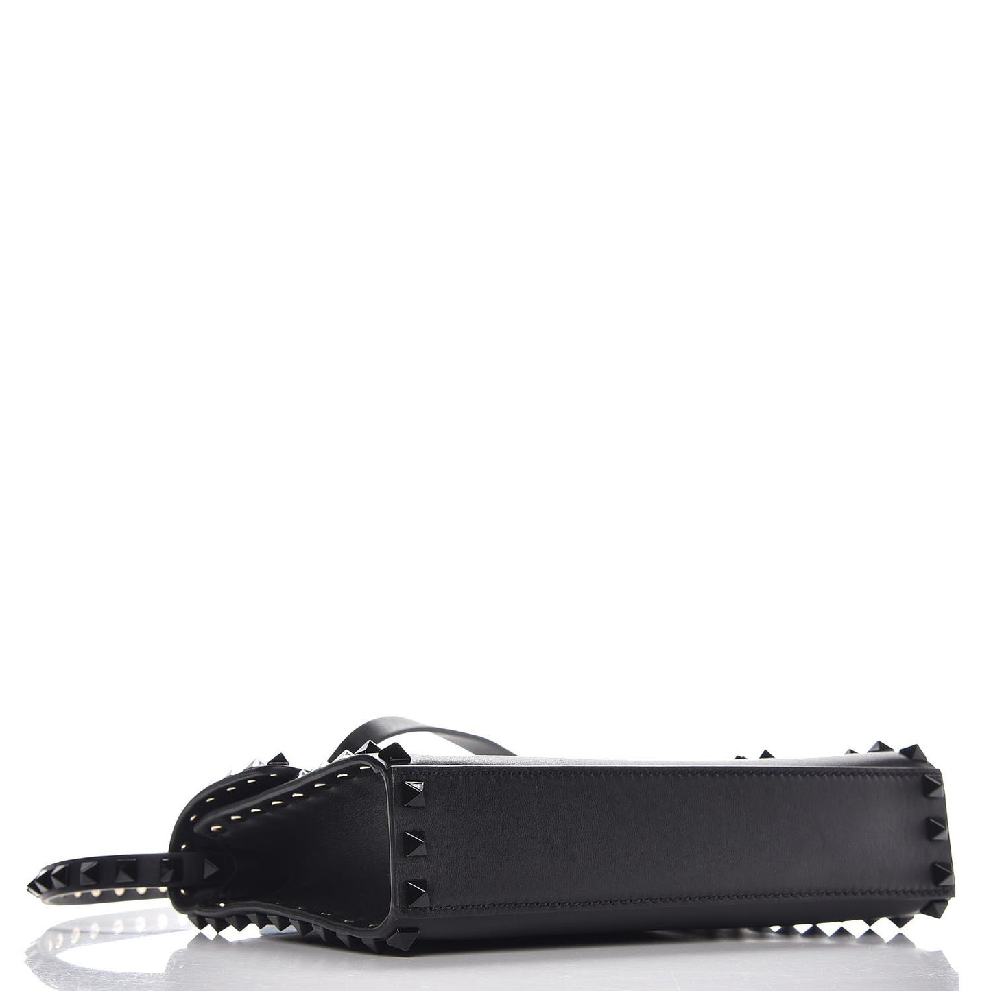 Vitello Monochrome Medium Rockstud Flip Lock Crossbody Bag Black