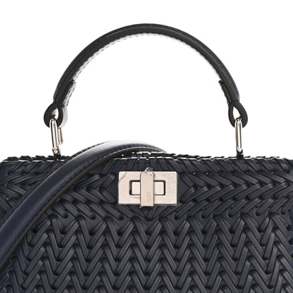 Fendi Vitello King Shiny Nappa Intreccio Petite Peekaboo I SEE U Satchel Midnight 10 of 12