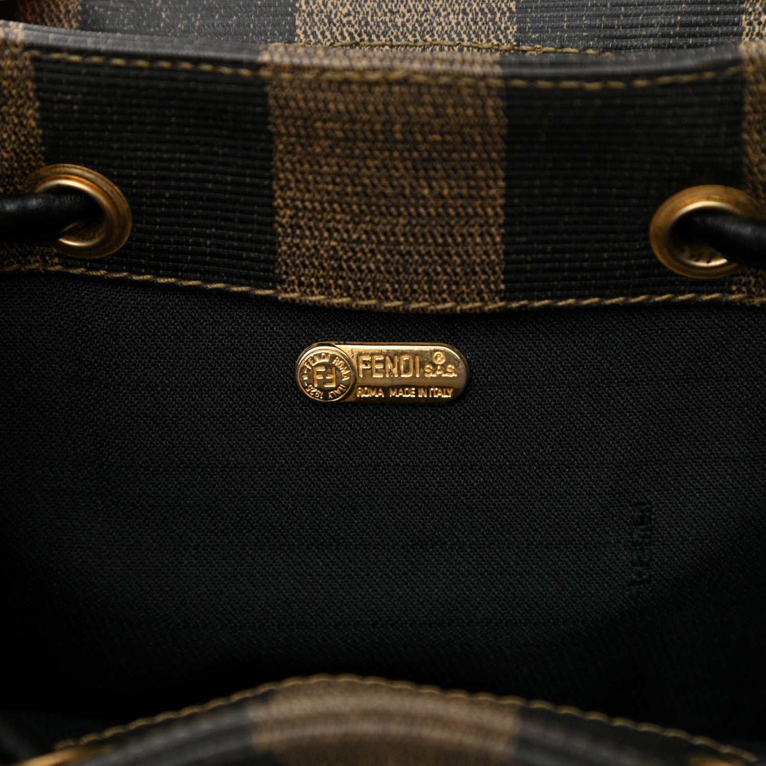 Fendi Coated Canvas Pequin Drawstring Backpack Tobacco 6 of 11