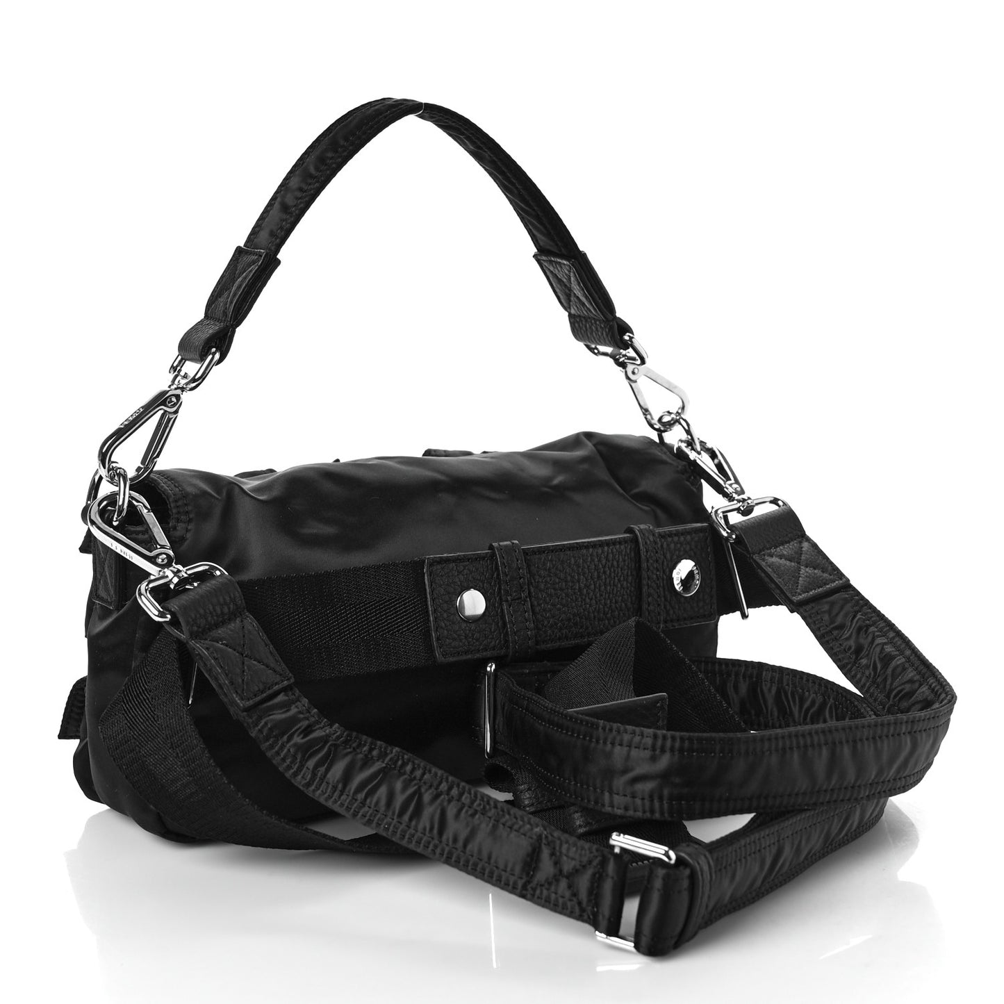 Econyl Cuoio Romano Multipocket Baguette Black