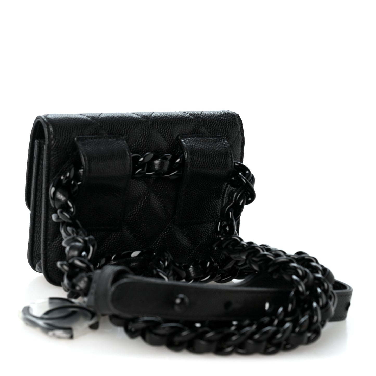 Caviar Quilted My Everything Belt Flap Card Holder Black