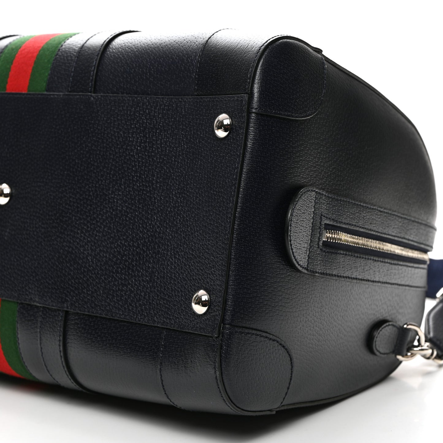 Textured Dollar Calfskin Web Medium Savoy Duffle Bag Blue