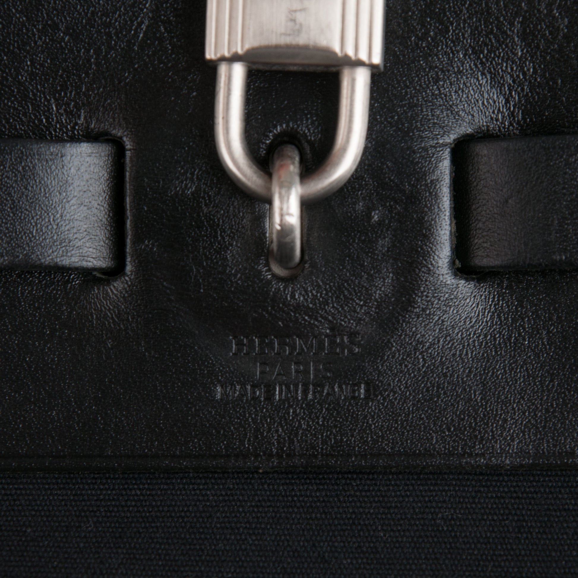 Hermes Toile Vache Calfskin Herbag 39 GM Black 5 of 9